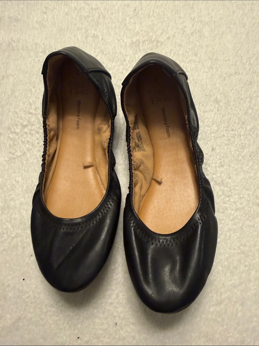 Time and Tru Black Leather-Look Ballet Flats